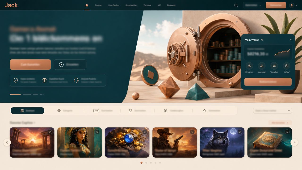 Screenshot der Startseite von Jack Casino